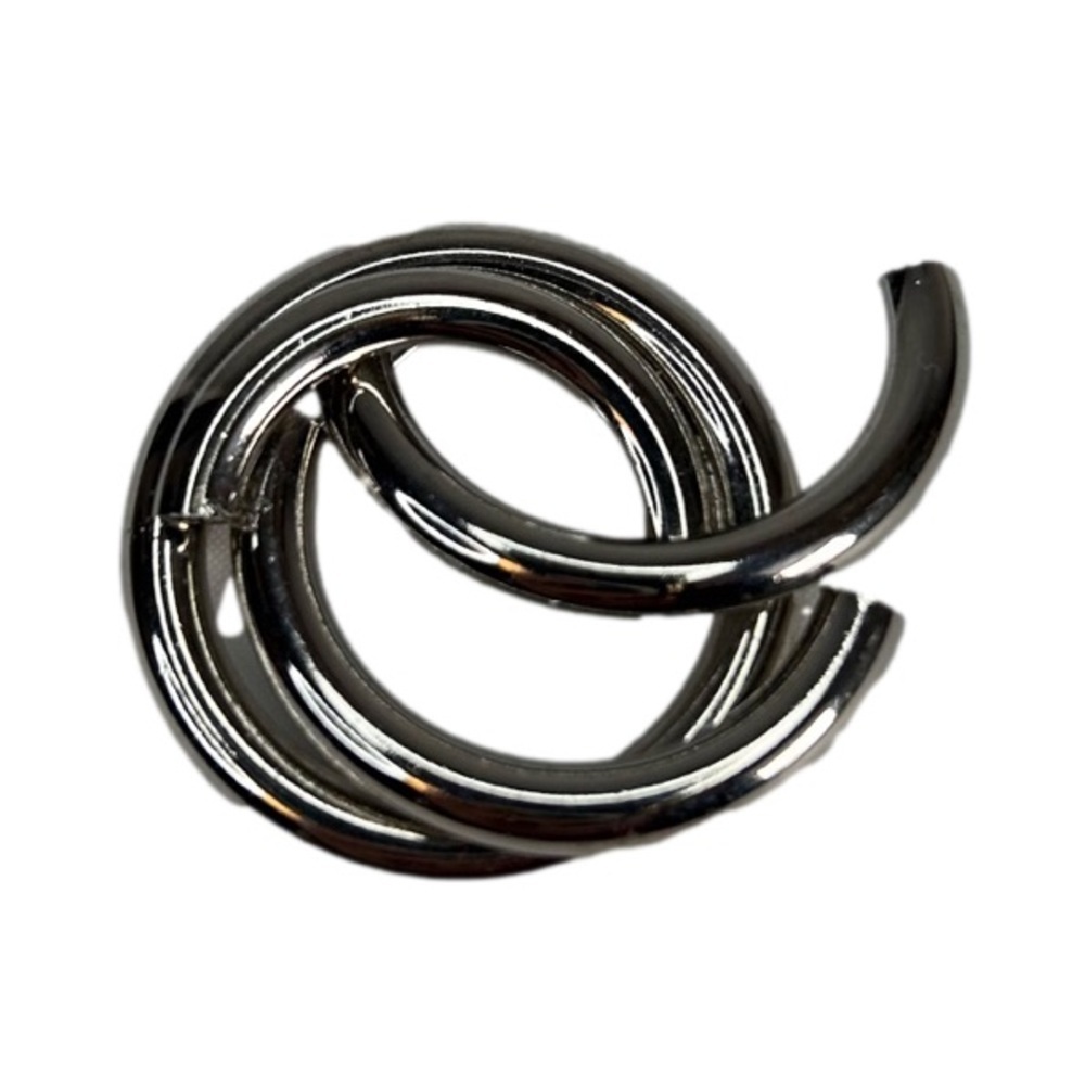 Tubular Silver Tone Brooch Mid Century Modern